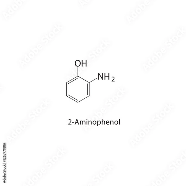 Obraz 2-Aminophenol skeletal structure.Aminophenol derivative compound schematic illustration. Simple diagram, chemical formula.