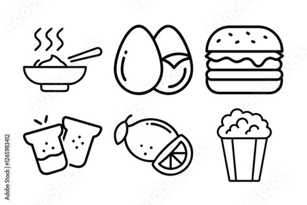 Obraz Food and Beverages icon set vector art illustration 