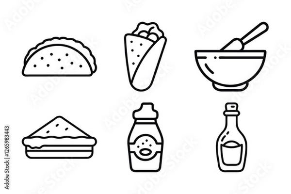 Obraz Food and Beverages icon set vector art illustration 
