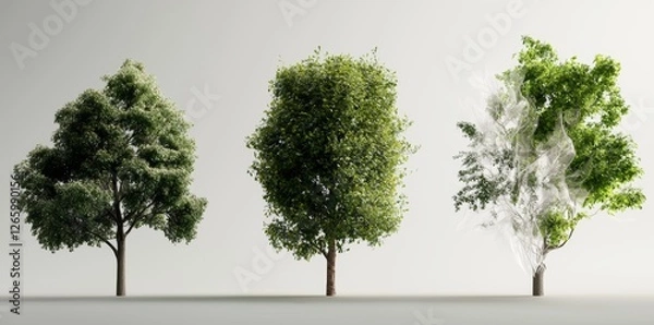 Obraz Ohio buckeye trees set against a transparent backdrop, rendered in 3D, suitable for illustrative purposes, comprising a digital composition, and architectural visualization