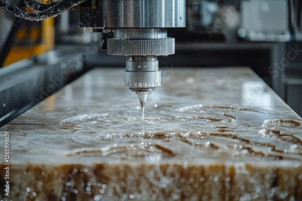 Obraz Waterjet cutter slicing through stone with precision and power