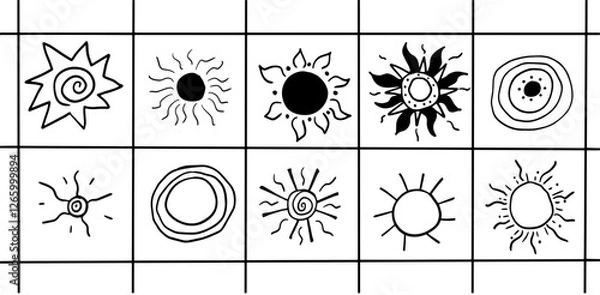 Obraz Hand-Drawn Sun Illustration Set