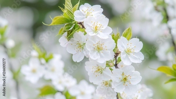Fototapeta Close up of Blossoming Cherry Tree in Spring