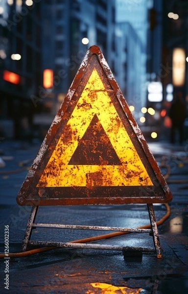 Fototapeta Safety First: Comprehensive Warning Icon in Ultra-Detailed Realism