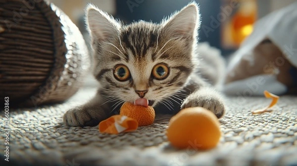 Fototapeta 3D Rendered Images of Cats Playing with Toys