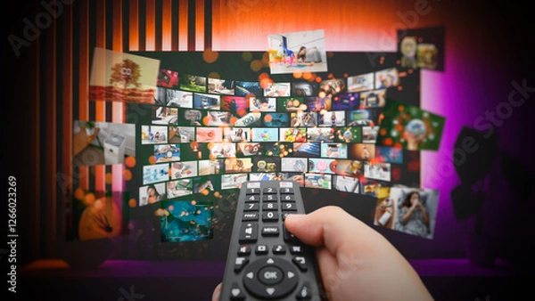 Fototapeta Media concept multiple television screens