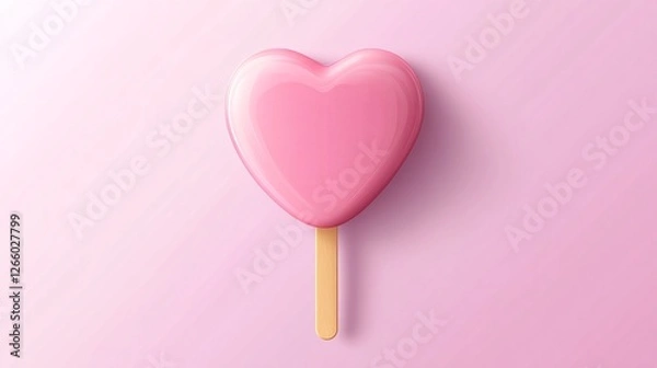 Obraz Delightful Heart-Shaped Ice Cream Novelty on Stick