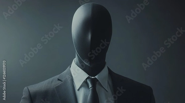 Fototapeta A man in a suit and tie with a face on his back