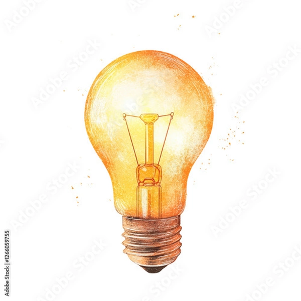 Fototapeta Isolated Watercolor Sketch of a Vintage Light Bulb - Artistic Expression of Illumination