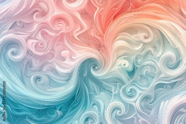 Fototapeta Delicate pastel background with a blend of pink, blue, and green, featuring subtle textures for added depth