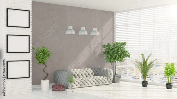 Fototapeta Modern bright interior . 3D rendering