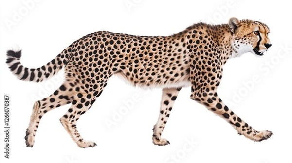 Obraz Cheetah Running With Spotted Coat On White Background