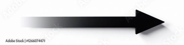 Fototapeta Sharp black arrow pointing right, clean white background, bold, white, background