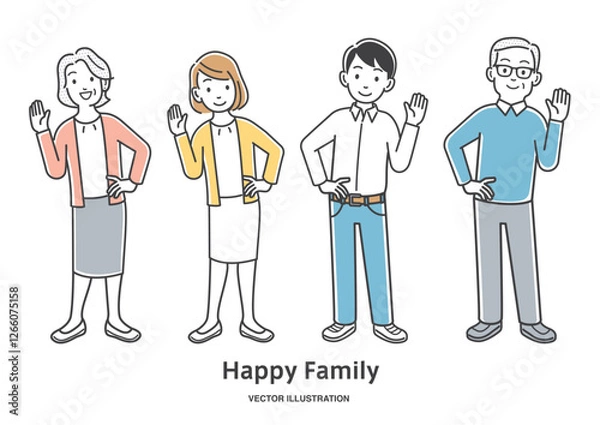 Fototapeta 挨拶をする家族