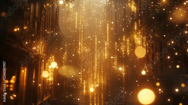 Fototapeta Golden Glow: A Radiance of Shimmering Lights

