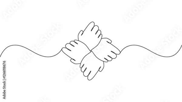Fototapeta Line art illustration of a teamwork symbol eps 10