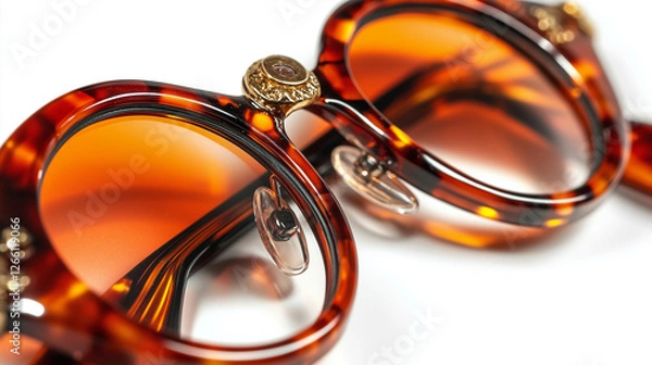 Obraz アンティーク調のレトロなべっ甲柄丸メガネ