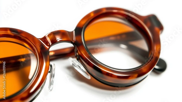 Obraz アンティーク調のレトロなべっ甲柄丸メガネ