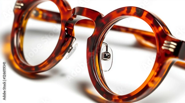 Obraz アンティーク調のレトロなべっ甲柄丸メガネ