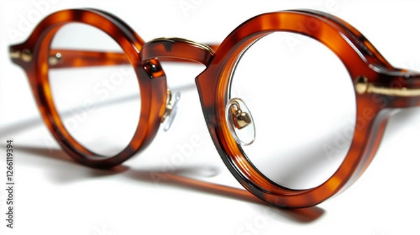 Obraz アンティーク調のレトロなべっ甲柄丸メガネ