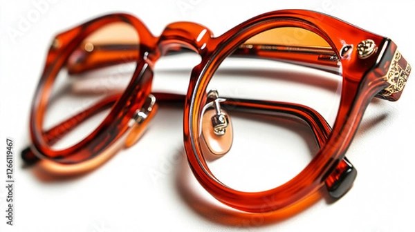Obraz アンティーク調のレトロなべっ甲柄丸メガネ
