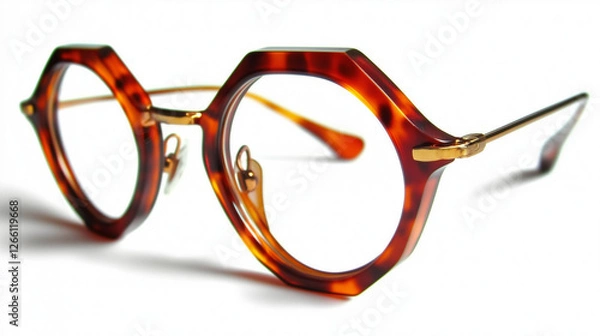 Obraz アンティーク調のレトロなべっ甲柄丸メガネ