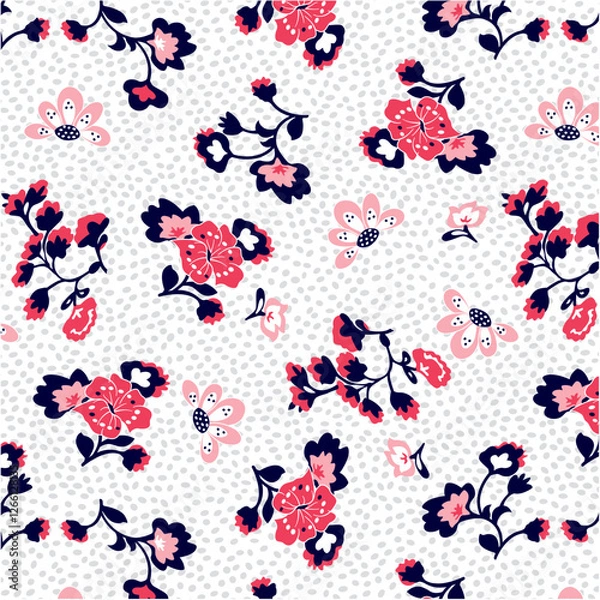 Obraz Decorative polka dot colorful flowers pattern