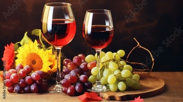 Fototapeta Indulge in the rich flavors of vintage wine, crafted for a delightful tasting experience of red and white varieties.