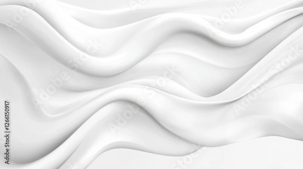 Fototapeta A smooth, flowing abstract design featuring soft white waves. The image creates a sense of tranquility and elegance with its minimalist style.