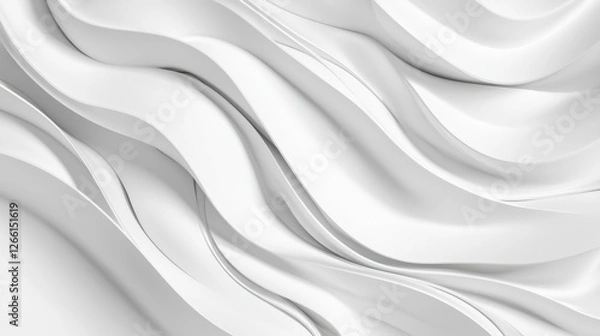 Fototapeta An abstract illustration featuring smooth, flowing white waves creating a sense of elegance and depth. The design is clean and minimalist, ideal for various backgrounds.