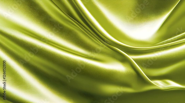 Fototapeta Olive green silk fabric drapes elegantly.  Background is blurred. Use Textile design