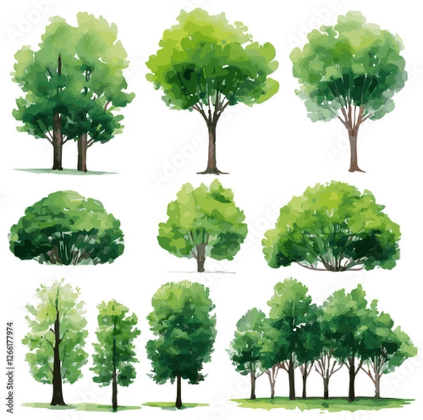 Obraz Vector illustration of an architectural tree for landscape design in a watercolor style	
