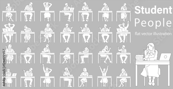 Obraz Flat vector illustration of school students