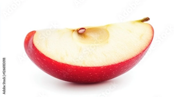 Fototapeta A single red apple slice isolated on white.