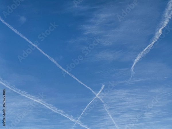 Fototapeta contrails in the sky