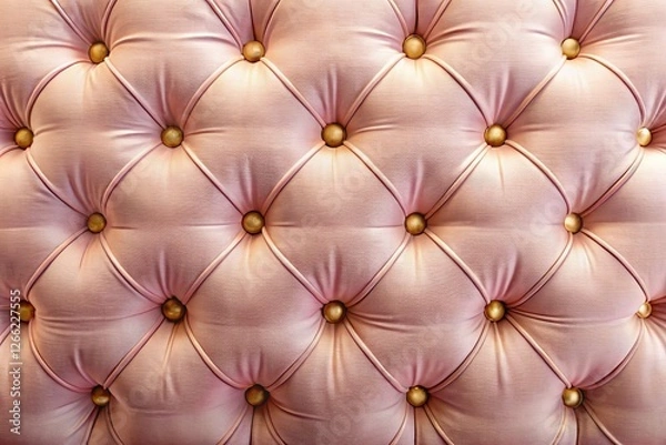 Fototapeta Luxurious Pink Tufted Surface with Golden Buttons