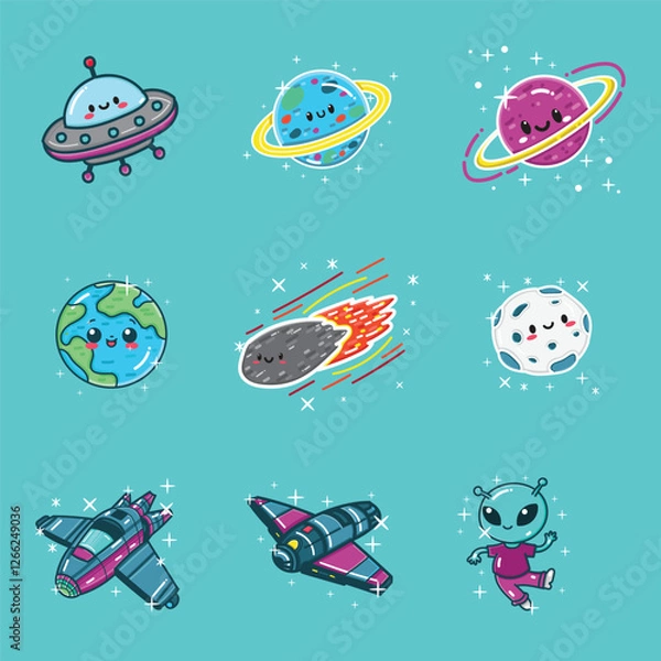 Fototapeta a cute space collection set for design element