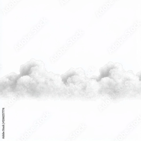 Fototapeta Fluffy white clouds against bright white background create serene atmosphere. soft texture and gentle shapes evoke sense of calm and tranquility