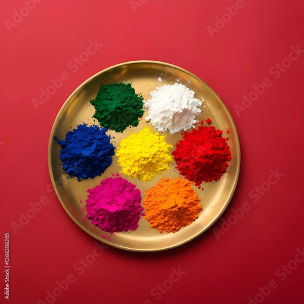 Fototapeta Palette of Happiness with Holi powder arrangement for Holi Celebrating Holi advertisement post