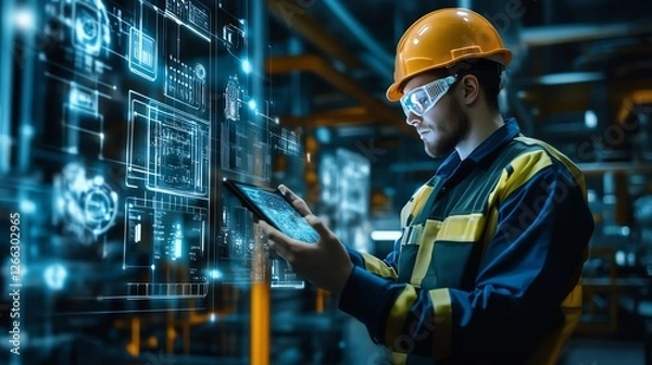Fototapeta 5G technology enables remote maintenance and diagnostics for industrial equipment