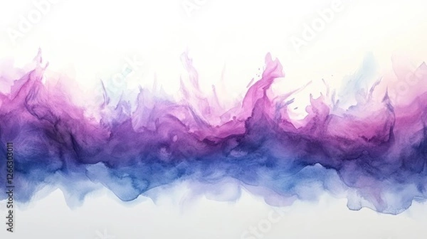 Fototapeta Abstract watercolor painting with vibrant purple and blue waves, creating a dreamy background