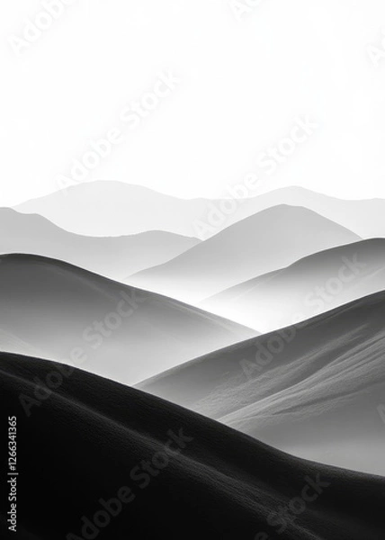 Fototapeta Minimalist desert landscape in monochrome