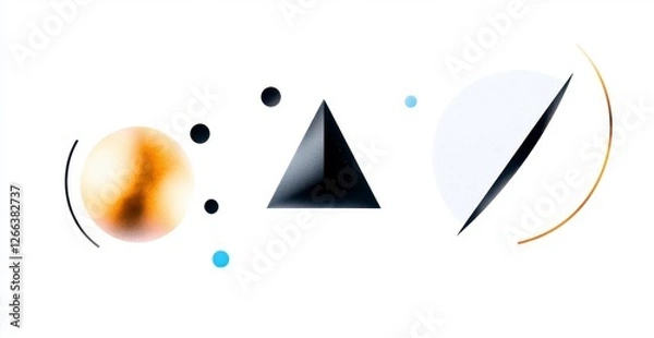 Fototapeta Abstract Geometric Shapes with Colorful Elements and White Background