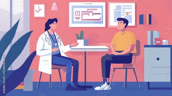 Fototapeta A doctor explaining the cost of preventive care versus treatment for chronic conditions to a patient (1)