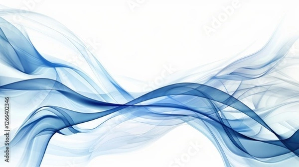 Fototapeta abstract background with blue and white wavy shapes on a white background in a soft light with blurred edges