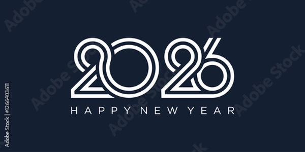 Fototapeta 2026 Happy New Year design vector. trendy unique new year 2026 logo design template