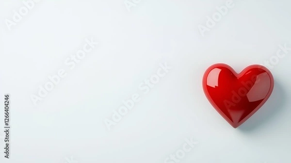 Fototapeta A red heart symbol of love and passion displayed on backgrounds of red, white, and wood