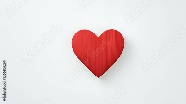 Fototapeta A red heart symbol of love and passion displayed on backgrounds of red, white, and wood