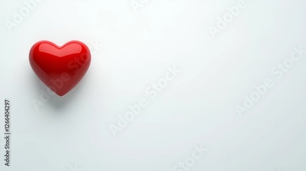 Fototapeta A red heart symbol of love and passion displayed on backgrounds of red, white, and wood