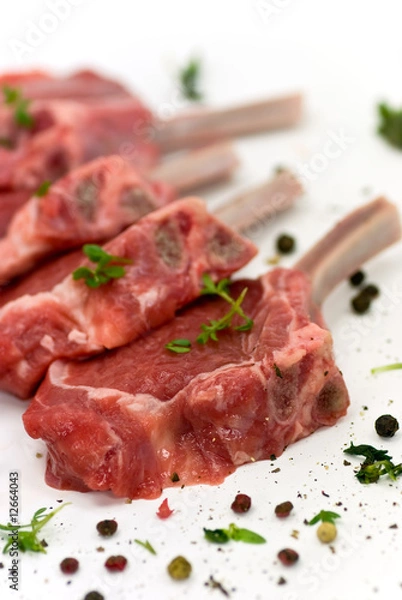 Obraz Lamm Medaillons - Filet- mit Gewürzen- roh
